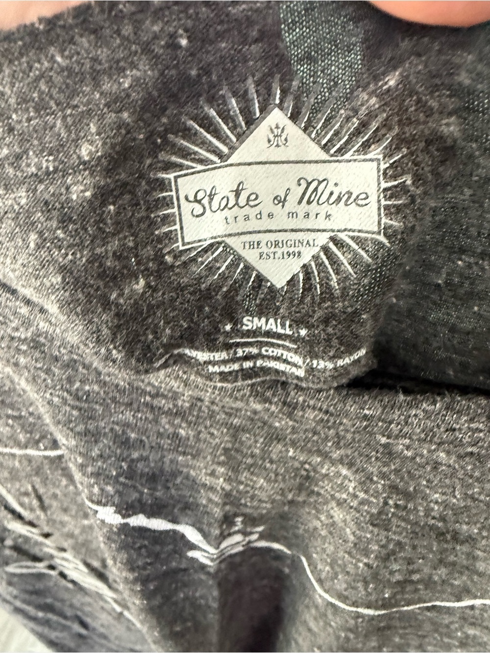 State of Mine Women's Ohio Outline Tee - Charcoal with White Graphic - Picture 6 of 9